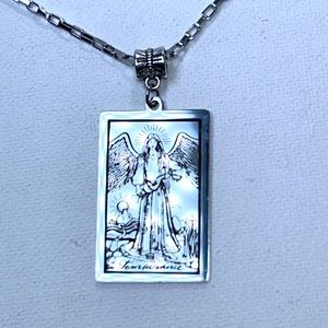 Handmade Unisex “Temperance“ Tarot Card Pendant On Stainless Steel Box Chain